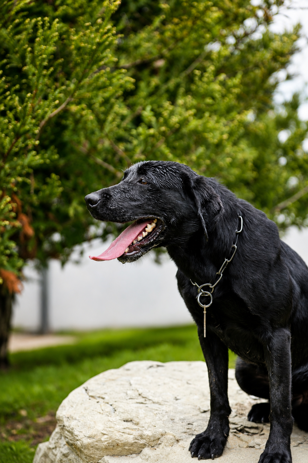 Black dog outdoors